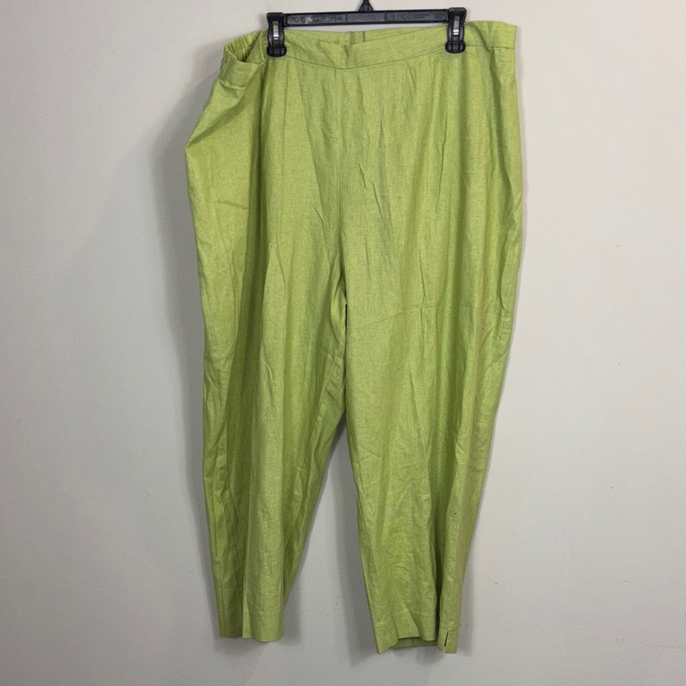 Women linen blend Lime Green Pants plus size 24W